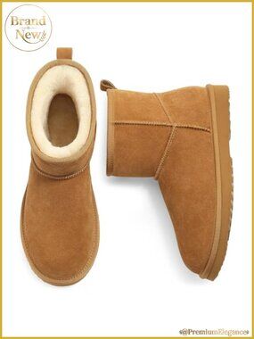 Suede Mini Ankle Boots with Warm Faux Fur Lining